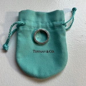 Tiffany Mint 1837 Silver 3 Blue Sapphire Circle Round Stacking Ring Band Size 6